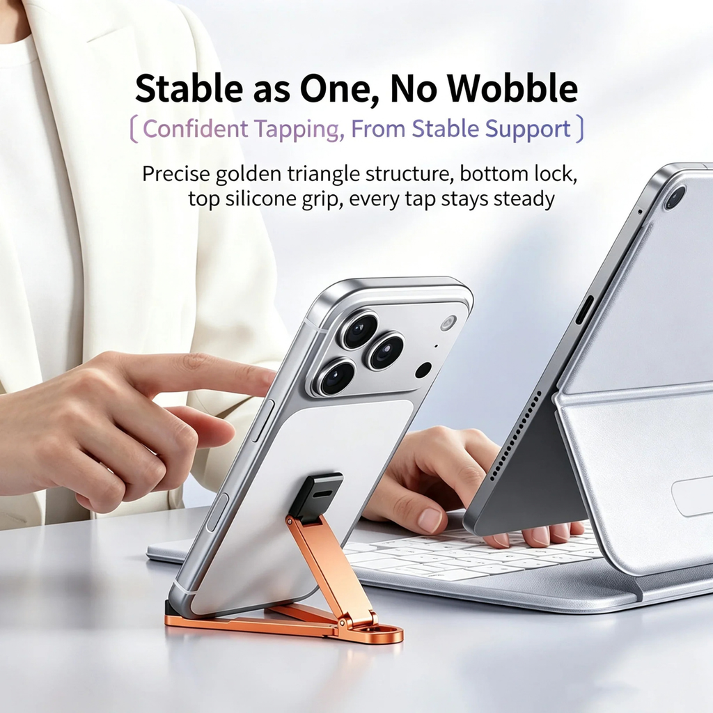 Foldable Keychain Phone Stand - Compact Metal Phone Holder