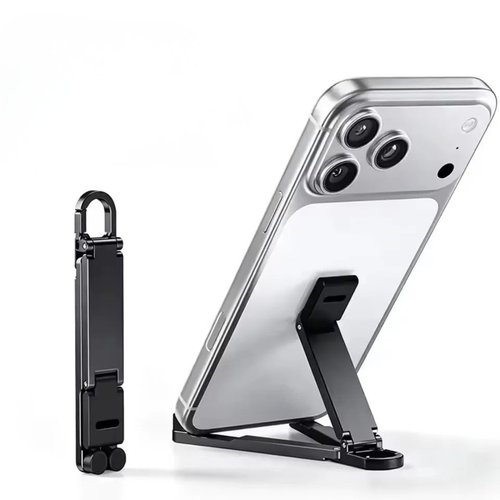 Foldable Keychain Phone Stand - Compact Metal Phone Holder