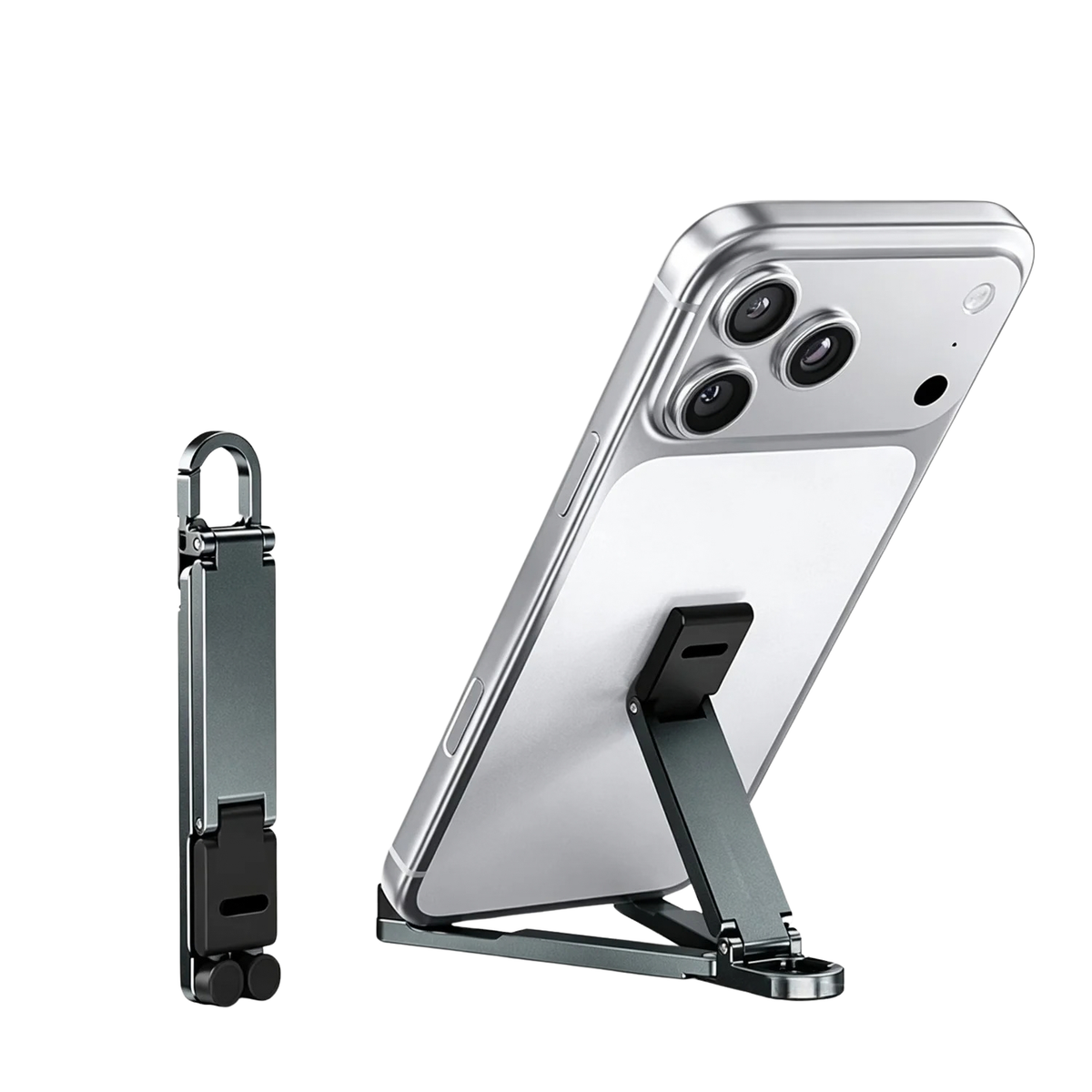 Foldable Keychain Phone Stand - Compact Metal Phone Holder