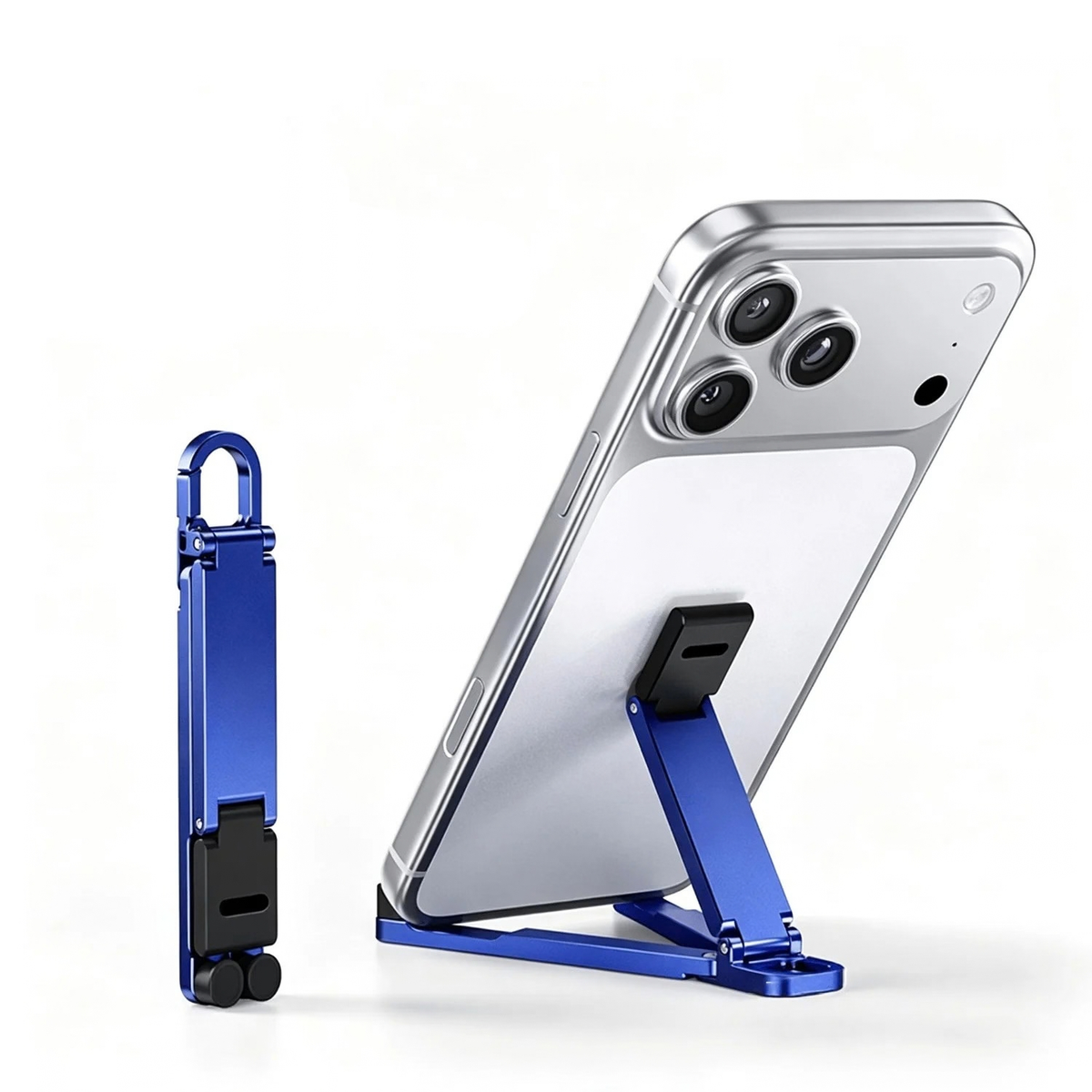 Foldable Keychain Phone Stand - Compact Metal Phone Holder