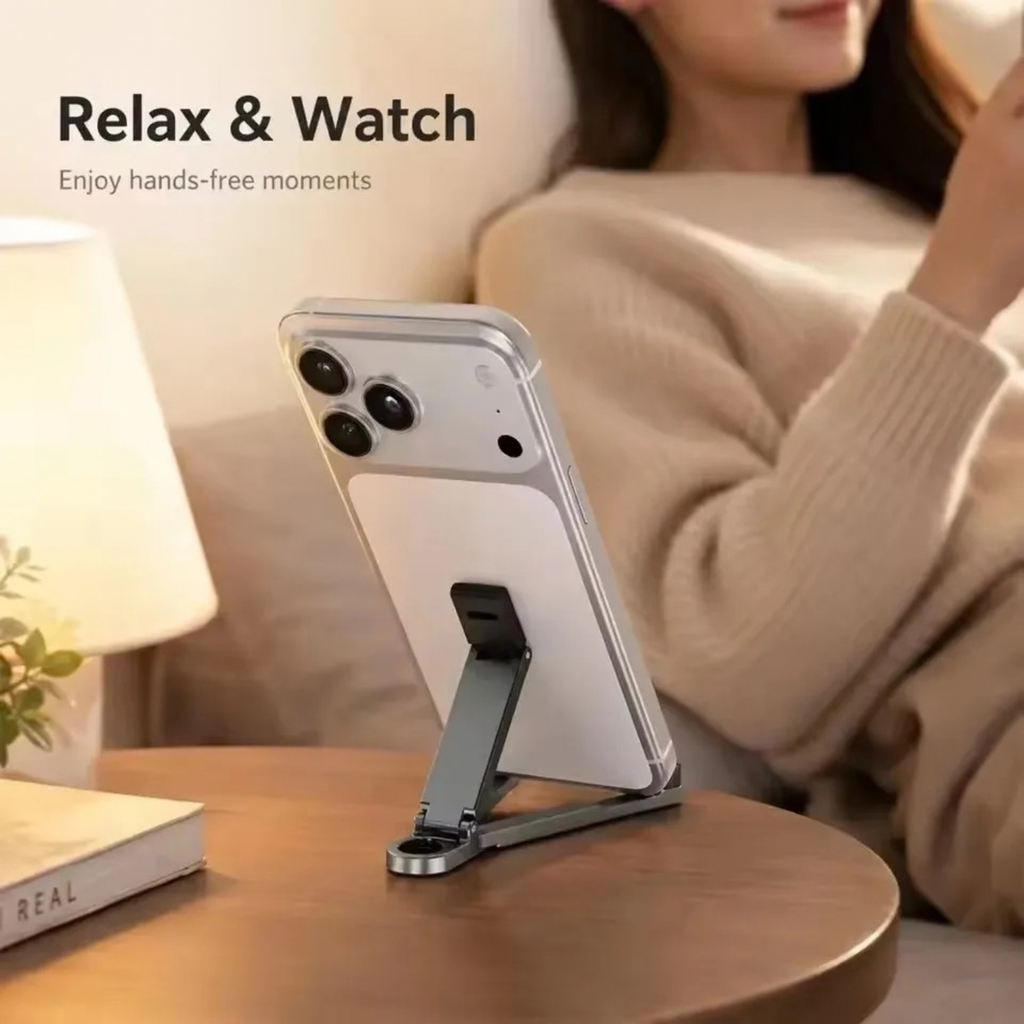 Foldable Keychain Phone Stand - Compact Metal Phone Holder